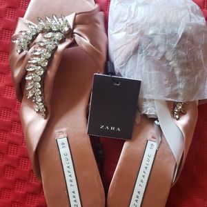 Zara NWT Satin Shoes Spring Bling